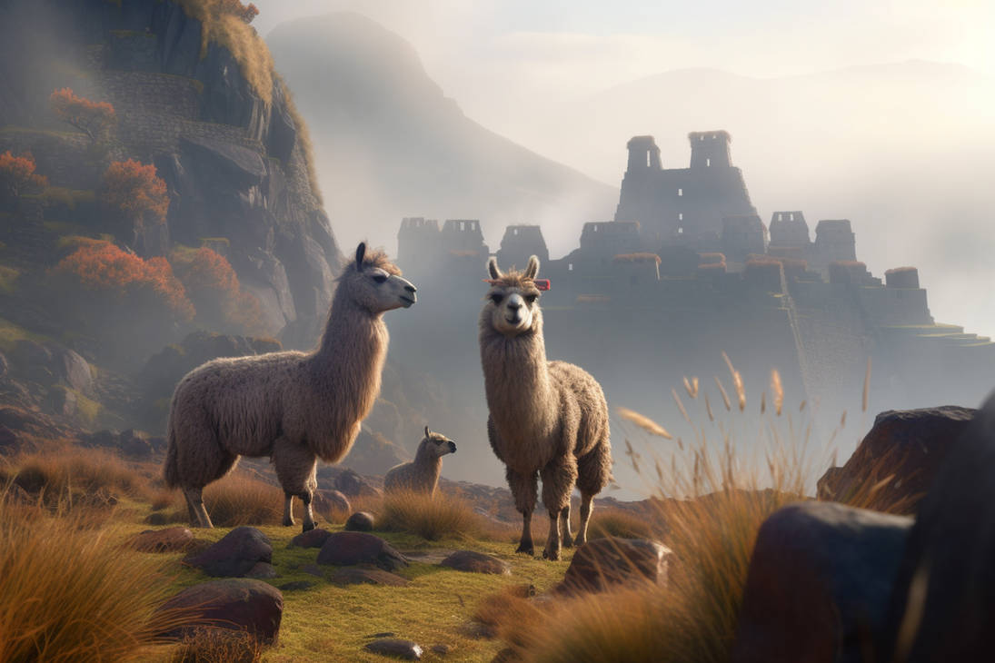 Llamas in the mist