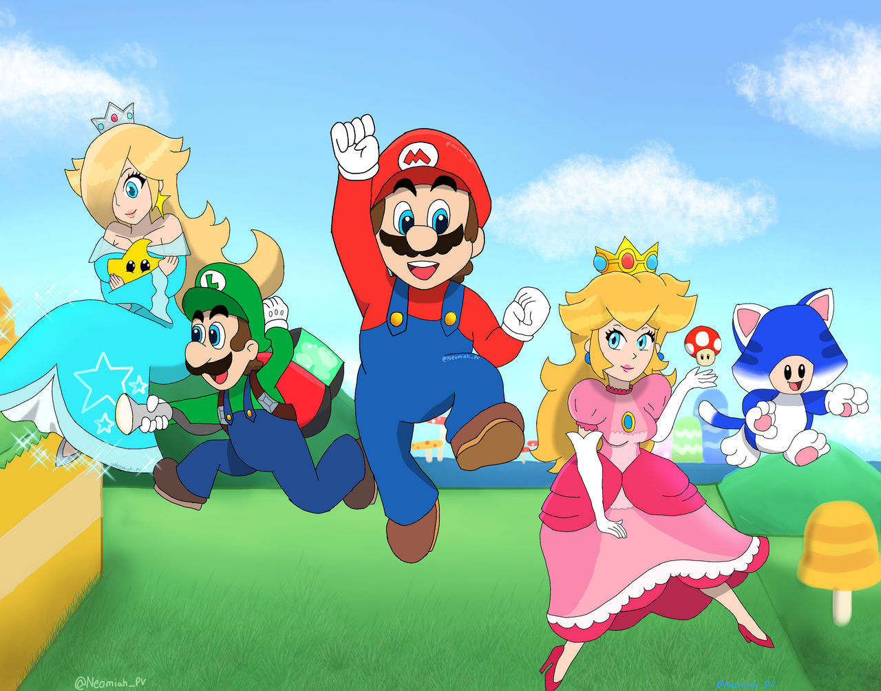 Mario and friends by NeomiahPVart on DeviantArt