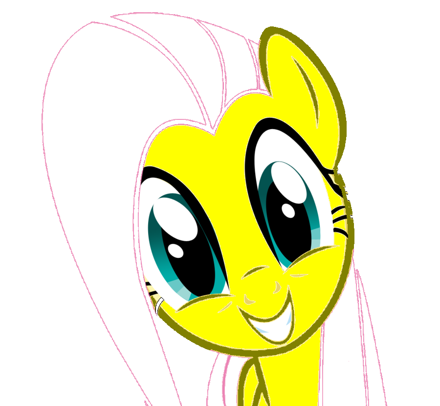 Happy pony base with lineart hair