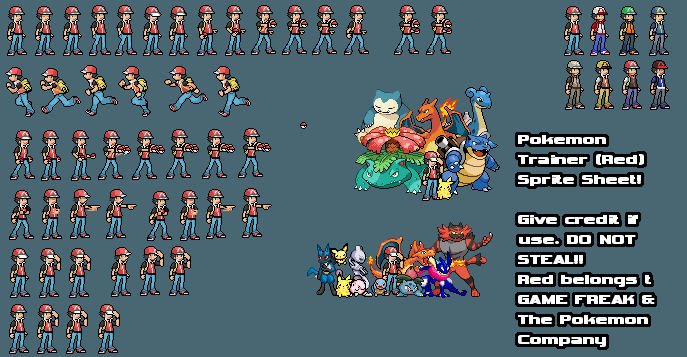 Pokemon Trainer Red from the original Pokemon games sprite is from