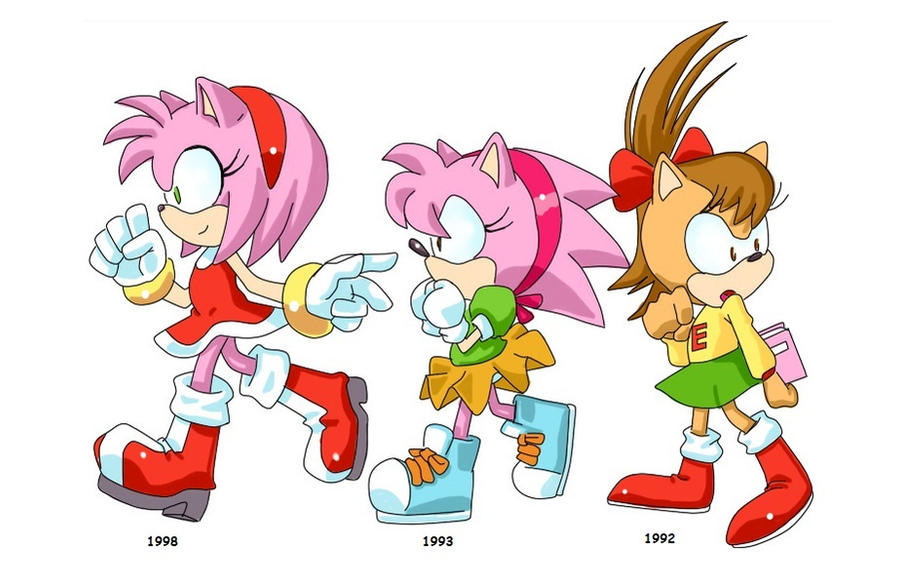 Amy Rose (1993) + Amy Rose (1998) + Sonic (1991) + Sonic (1998) ART :  r/SonicTheHedgehog