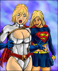 Powergirl and Supergirl