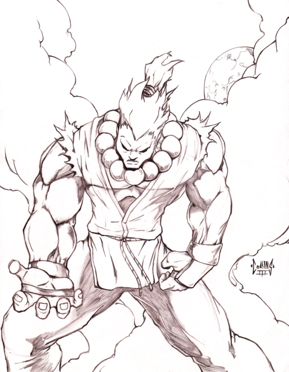 akuma (street fighter) drawn by oetaro