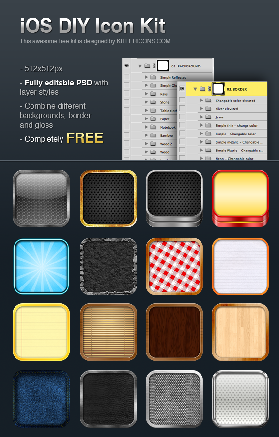 Free iOS DIY App Icon Kit by Killericons