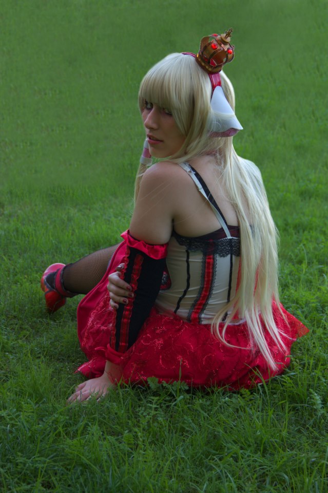 Green grass and red skirt