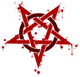 Pentagramme avec taches rouges