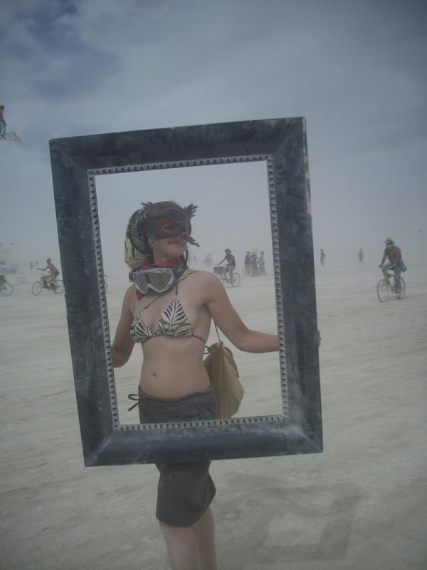 leather owl mask in the desert