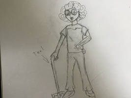 Original sketch of Tori with her cane