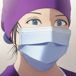Surgical nurse in purple scrubs