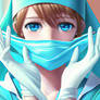 Surgical nurse with large surgical mask