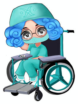 Young Tori surgical in wheelchar masked chibi