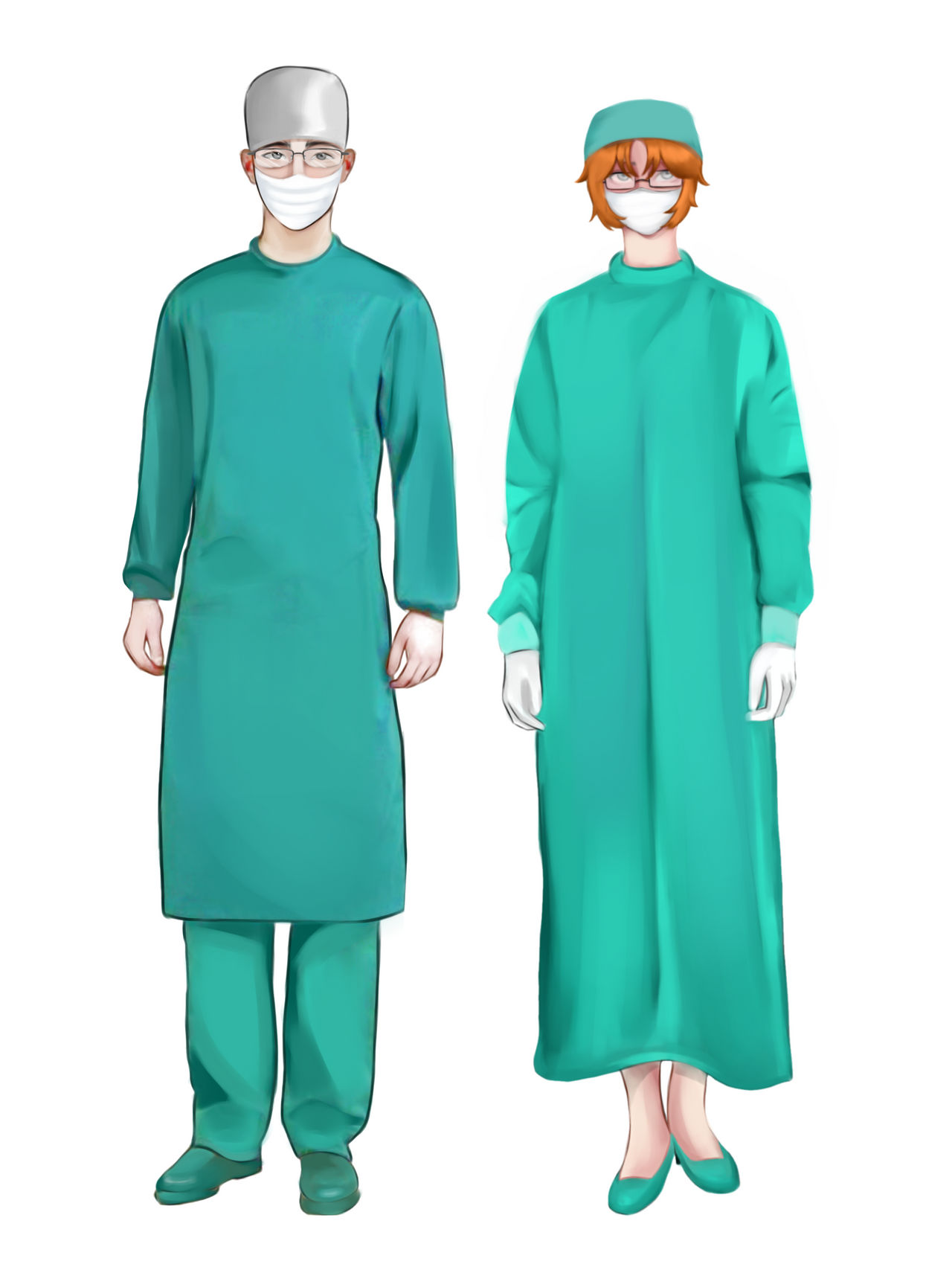 Dr. Moore and Malory Towers Tori in scrubs