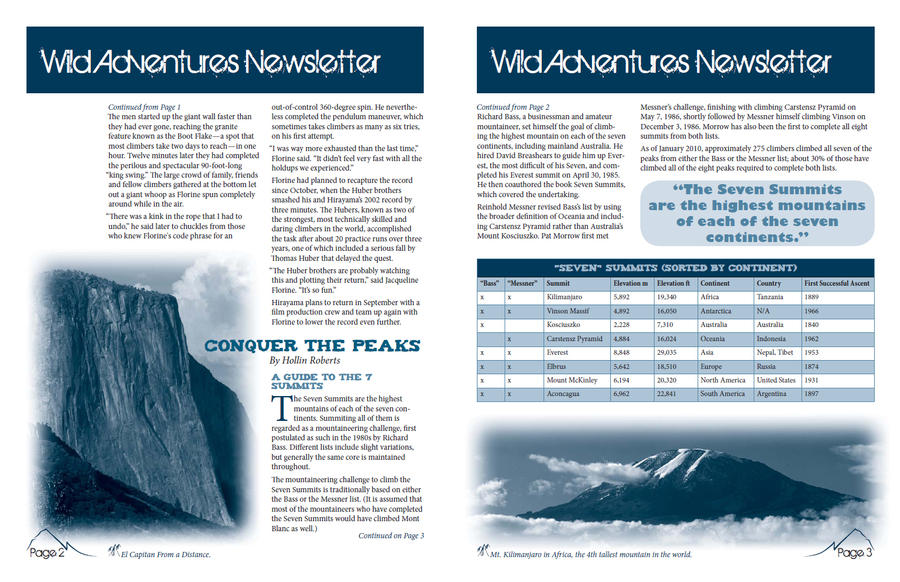 Wild Adventures Newsletter other side