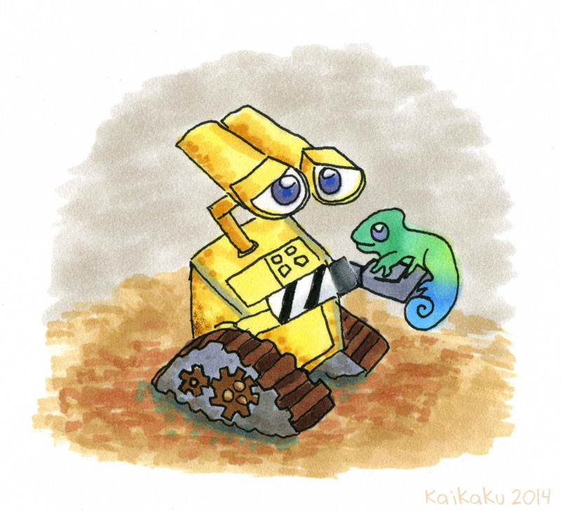 WALL-E and a Chameleon