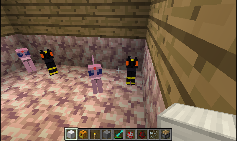 Espeon and Umbreon in Minecraft