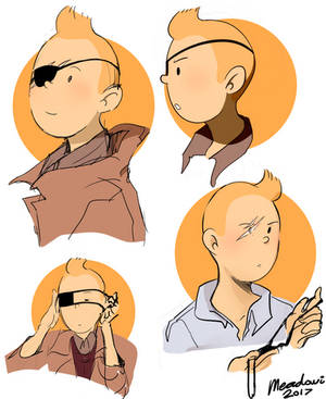 Tintin eyepatch doodles by Meadowi