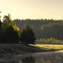 Frosty morning over a forest river