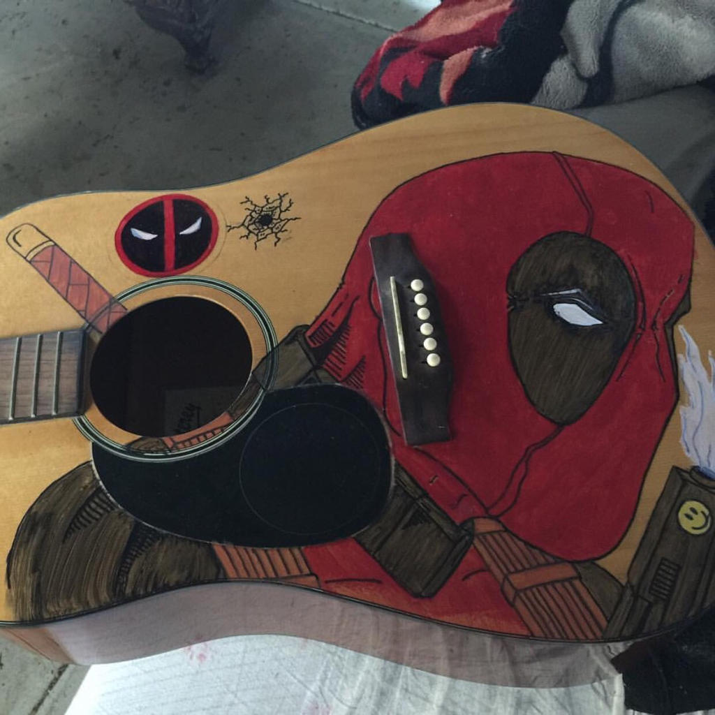 Deadpool painting on guitar