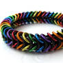 Rainbow and black stretchy chainmaille bracelet