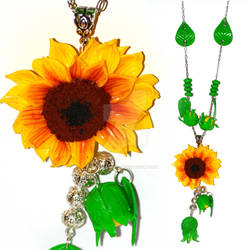 Polymer clay Sunflower necklace