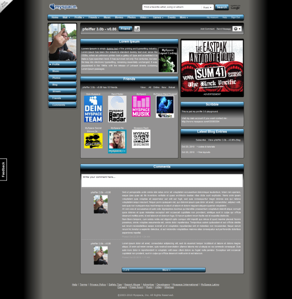MySpace Layout -11- by PfeifferStylez on DeviantArt