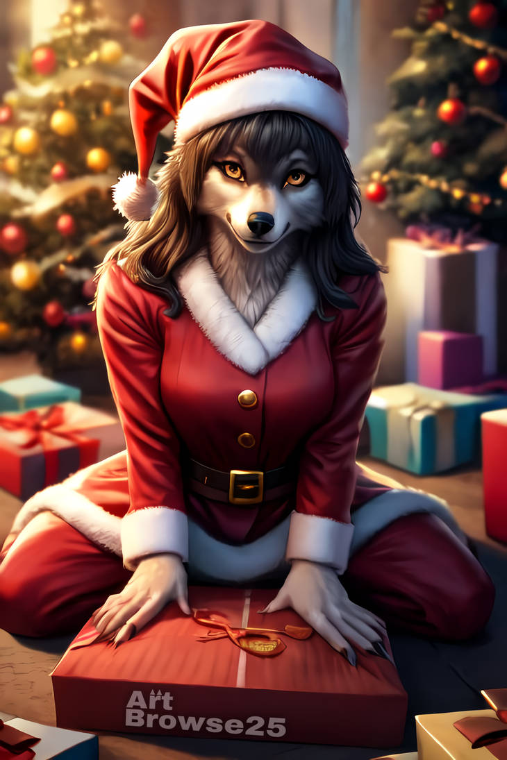 Three Santa Wolves Santa Wolf girl by ArtBrowse25 on DeviantArt