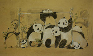 Giant pandas in moscow metro