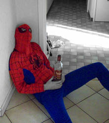 Spider Man is drunk