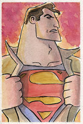 Superman, watercolor 4x6