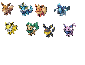 All Eevee Evolution Pokémon Sprites -  Hong Kong