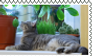 Cat laying with plants Stamp