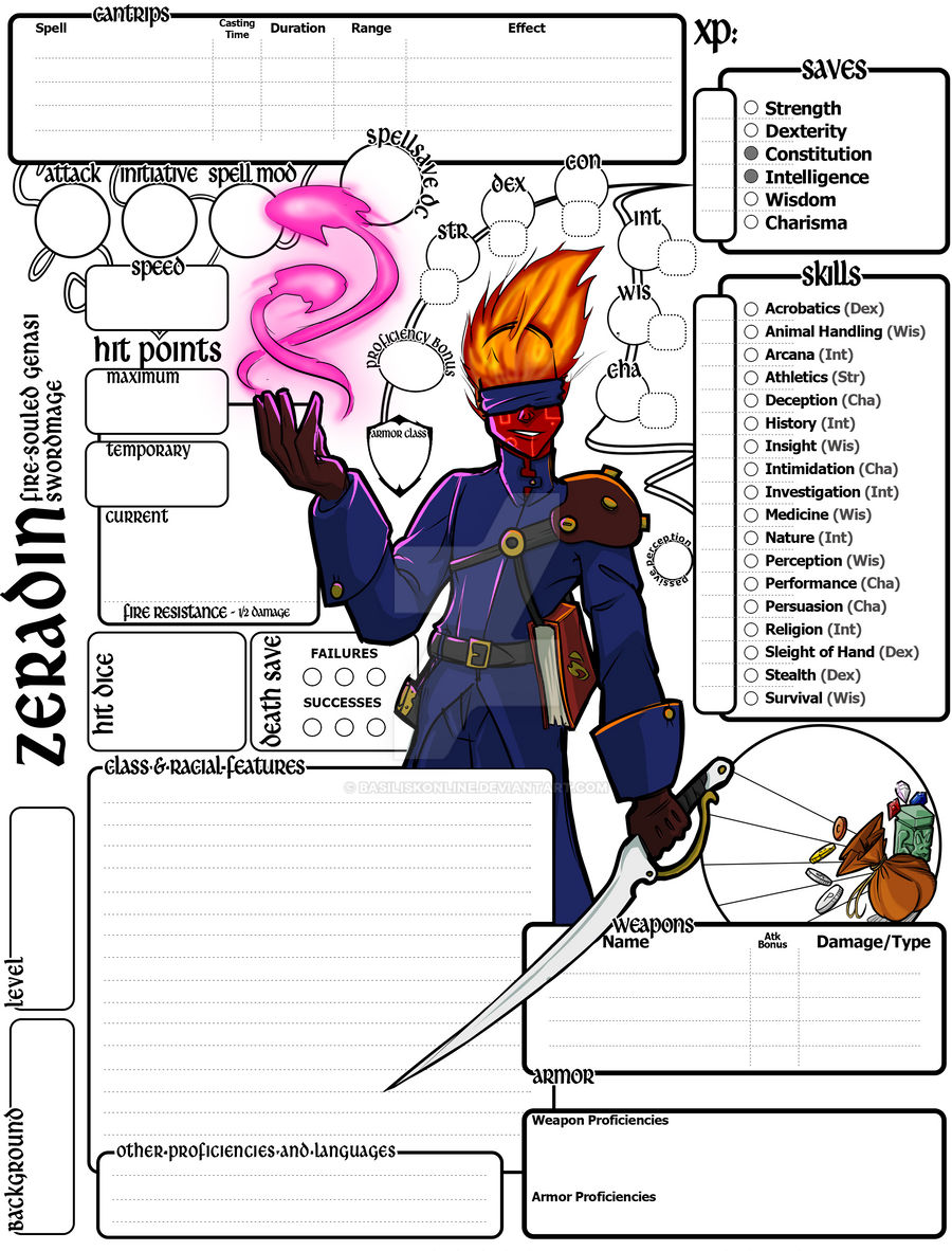 Custom Character Sheet Commission 5e Zeradin By Basiliskonline On Deviantart Custom Character Sheet Commission 5e Zeradin By Basiliskonline On Deviantart