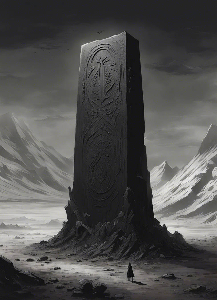 A Black Monolith with eldritch writing by g64nd2 on DeviantArt