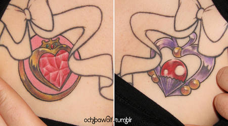 Sailor Chibi Moon and Pluto tattoos