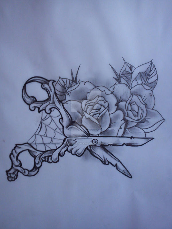 Scissors and roses tattoo by Malitia-tattoo89 on DeviantArt