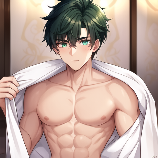 Muscular Anime Man Shirtless Manga Boy