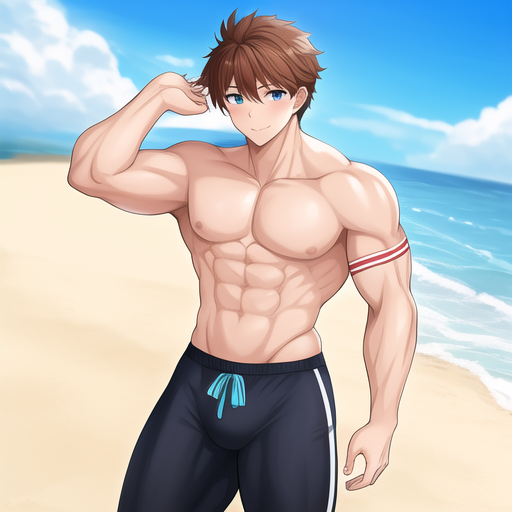 Muscular anime male