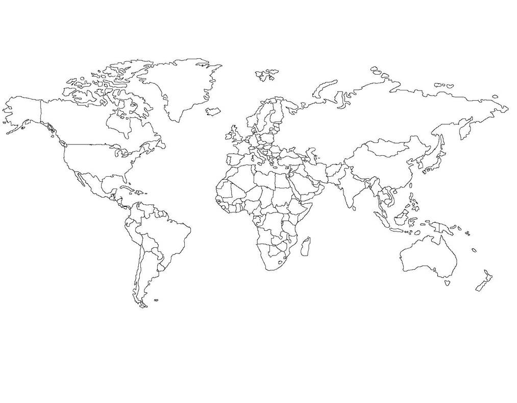 Карты стран раскраски. Контурная карта с границами государств.