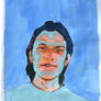 blue gouache portrait