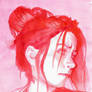 Monochrome gouache portrait