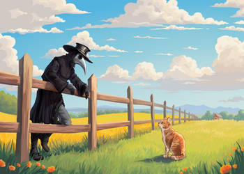 Plague doctor and a cat