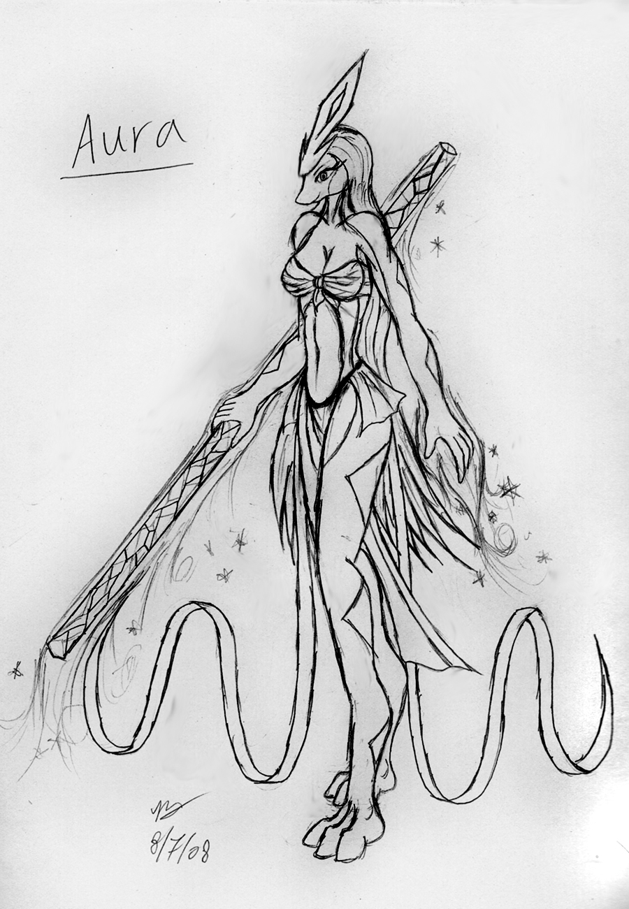 Sketch: Anthro suicune Aura