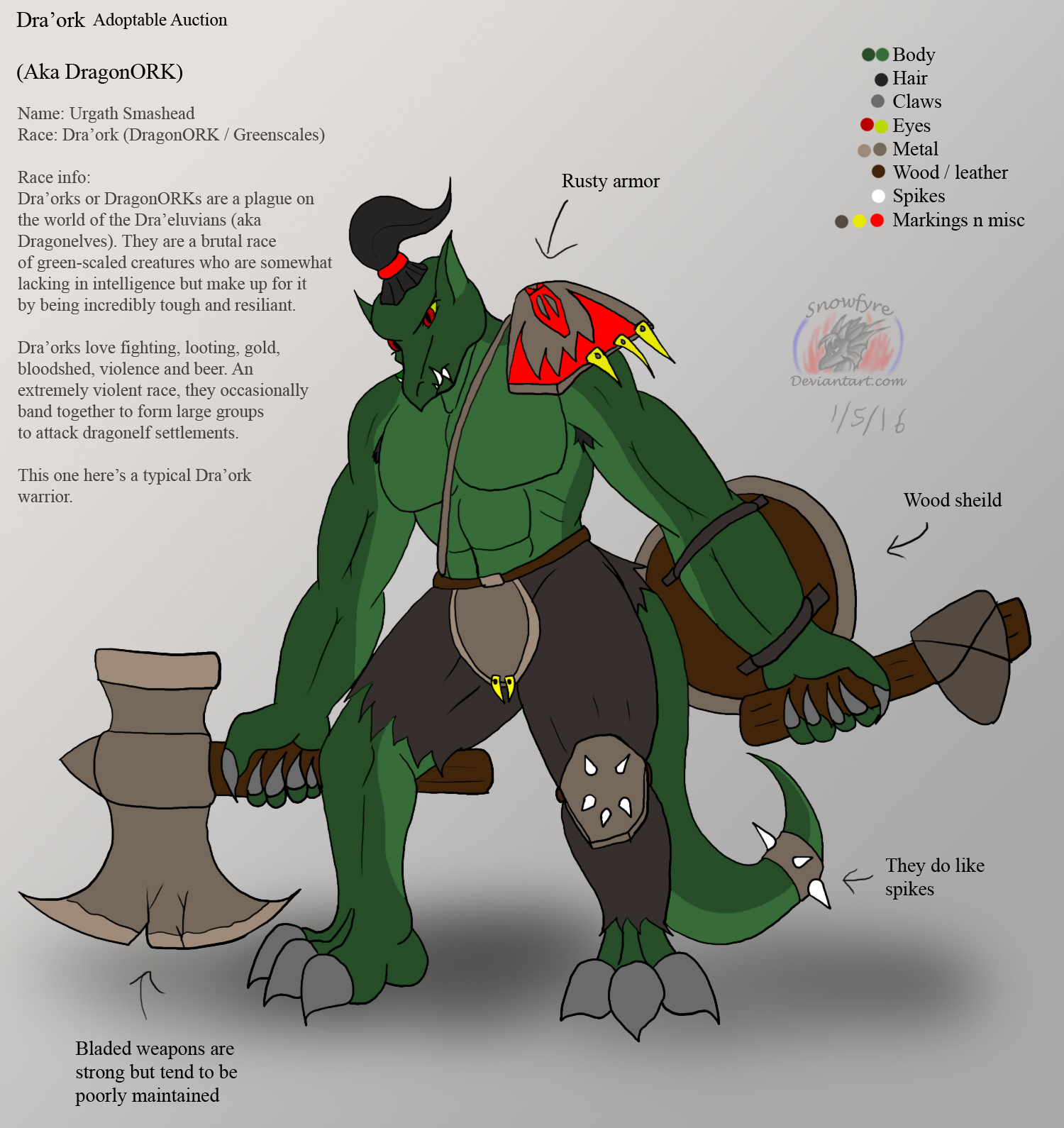 Dra'ork (DragonORK) adoptable