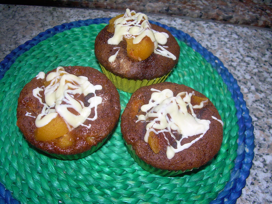 peach n white choc muffins