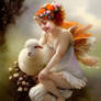 Fairy and a fluffy lamb friend