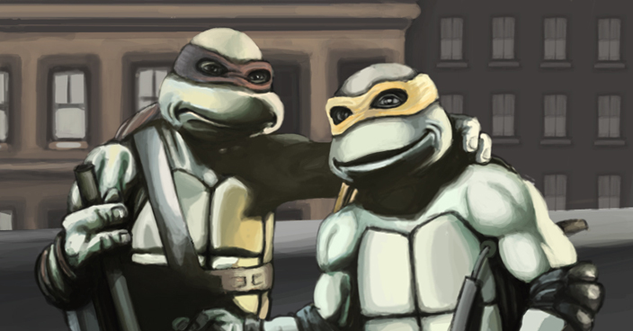 TMNT 1990 Movie Don and Mikey