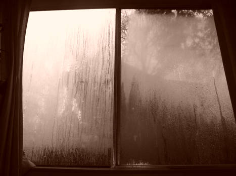 A window on a cold,stormy day