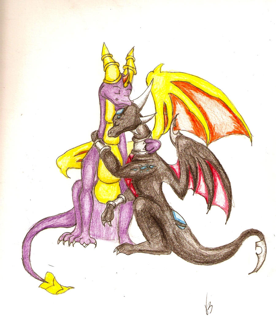 Spyro and Cynder - hug