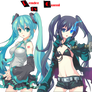 Black Rock Shooter and Miku Hatsune.