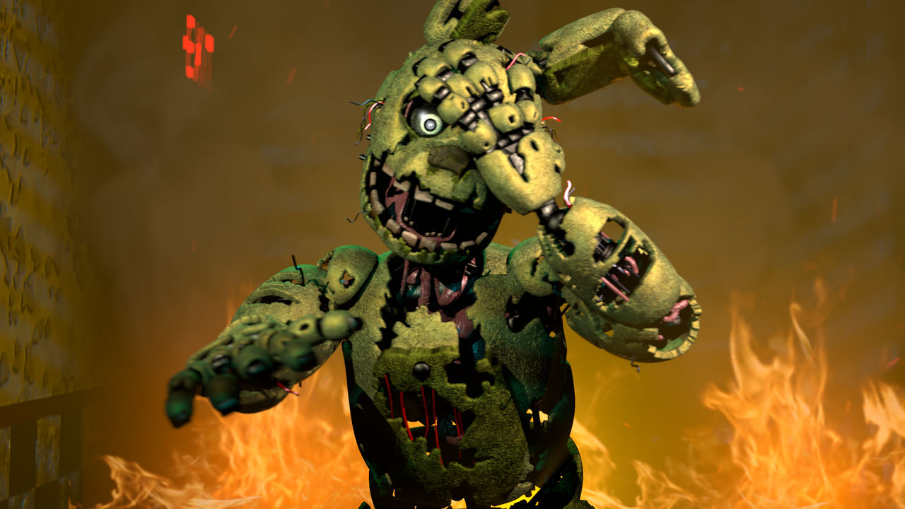 Spring Trap Explodes Springtrap in fire by DeshSFM on DeviantArt